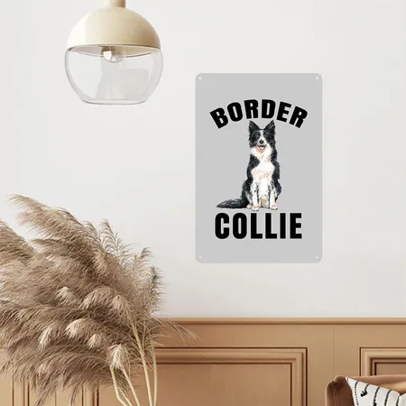 Border Collie Lover's - Gift Border Collie Heather Gray Metal Poster Wall Art Decor Sign