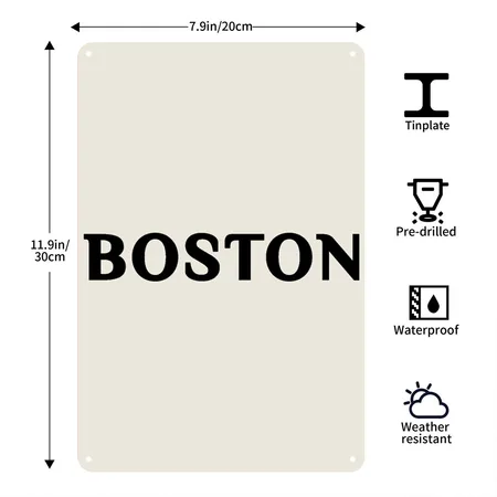 Boston Heather Oatmeal Metal Poster Wall Art Decor Sign