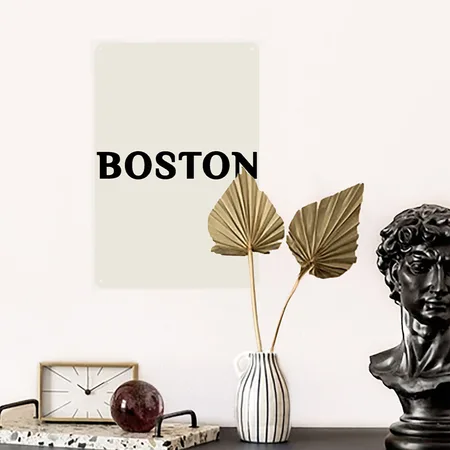 Boston Heather Oatmeal Metal Poster Wall Art Decor Sign