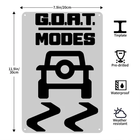 Bronco G.O.A.T. Mode Heather Gray Metal Poster Wall Art Decor Sign