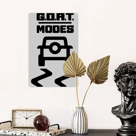 Bronco G.O.A.T. Mode Heather Gray Metal Poster Wall Art Decor Sign