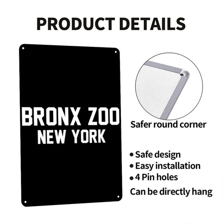 Bronx Zoo Parks Collection Black Metal Poster Wall Art Decor Sign