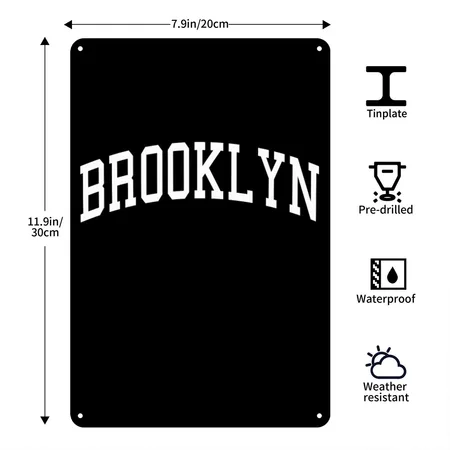 Brooklyn Black Metal Poster Wall Art Decor Sign