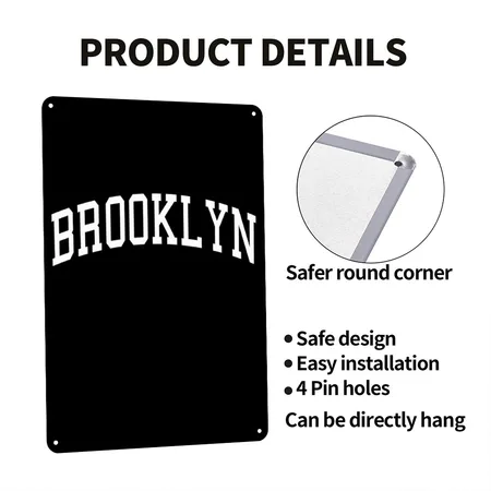 Brooklyn Black Metal Poster Wall Art Decor Sign
