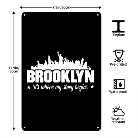 Brooklyn Shirts Black Metal Poster Wall Art Decor Sign