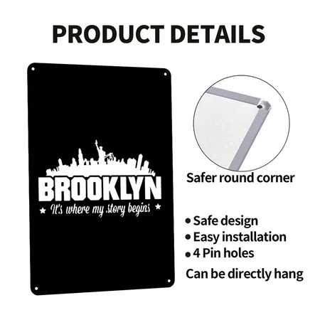 Brooklyn Shirts Black Metal Poster Wall Art Decor Sign