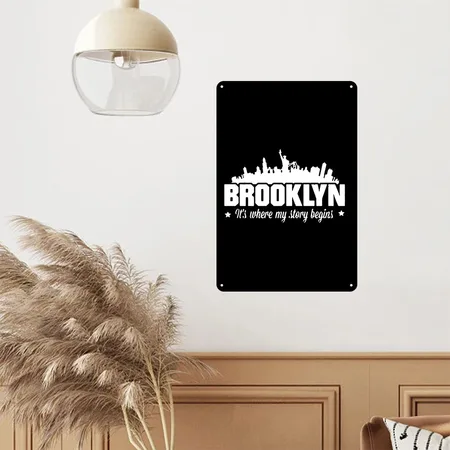 Brooklyn Shirts Black Metal Poster Wall Art Decor Sign