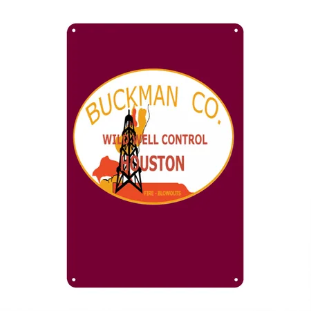 Buckman Co Burgundy Metal Poster Wall Art Decor Sign