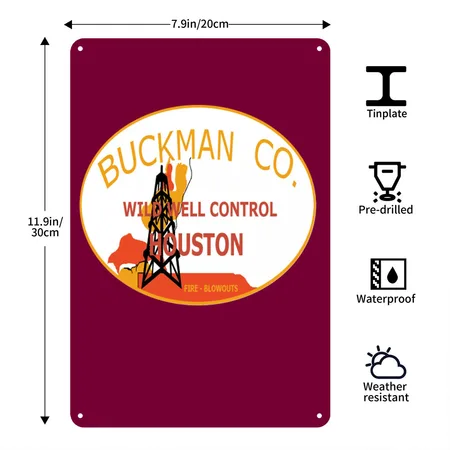 Buckman Co Burgundy Metal Poster Wall Art Decor Sign