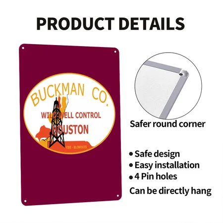 Buckman Co Burgundy Metal Poster Wall Art Decor Sign