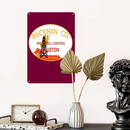 Buckman Co Burgundy Metal Poster Wall Art Decor Sign