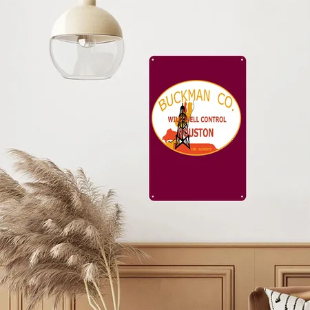 Buckman Co Burgundy Metal Poster Wall Art Decor Sign