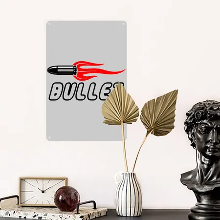 BULLET Heather Gray Metal Poster Wall Art Decor Sign