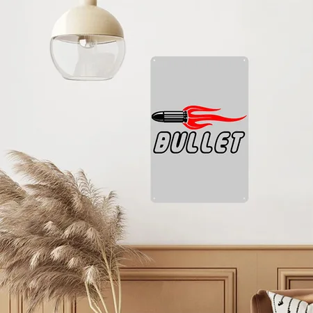 BULLET Heather Gray Metal Poster Wall Art Decor Sign