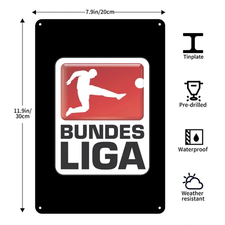 Bundesliga Black Metal Poster Wall Art Decor Sign