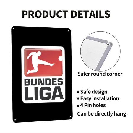 Bundesliga Black Metal Poster Wall Art Decor Sign