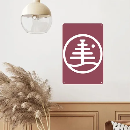 Burton Family Tree Heather Burgundy Metal Poster Wall Art Decor Sign