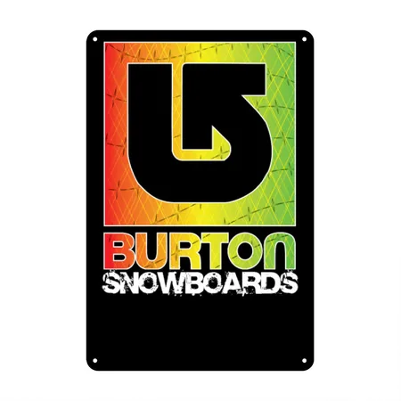 Burton Snowboard Sport Logo Black Metal Poster Wall Art Decor Sign