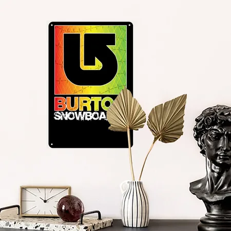 Burton Snowboard Sport Logo Black Metal Poster Wall Art Decor Sign