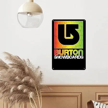 Burton Snowboard Sport Logo Black Metal Poster Wall Art Decor Sign