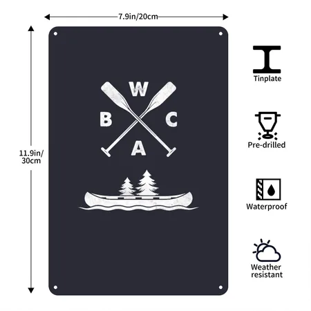 BWCA Boundary Waters Canoe Design Navy Metal Poster Wall Art Decor Sign