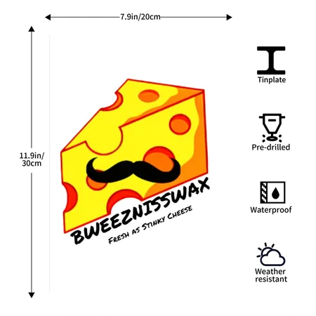 Bweeznisswax Fresh As Stinky Cheese Hat White/black Metal Poster Wall Art Decor Sign