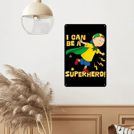 Caillou I Can Be A Superhero! Black Metal Poster Wall Art Decor Sign