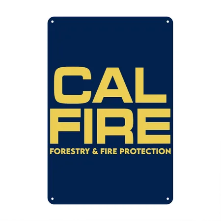 Cal Fire Forestry Fire Protection Navy Metal Poster Wall Art Decor Sign