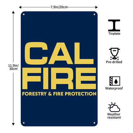 Cal Fire Forestry Fire Protection Navy Metal Poster Wall Art Decor Sign