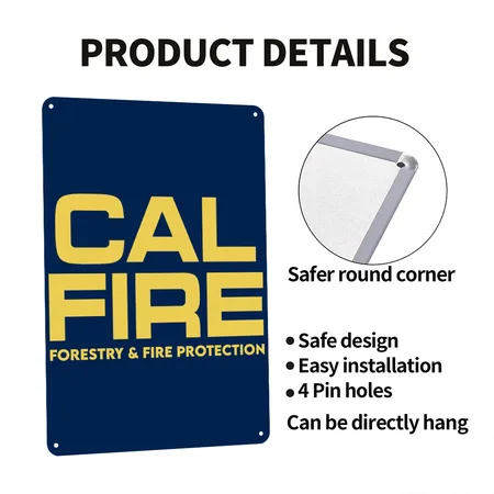 Cal Fire Forestry Fire Protection Navy Metal Poster Wall Art Decor Sign