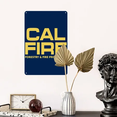 Cal Fire Forestry Fire Protection Navy Metal Poster Wall Art Decor Sign