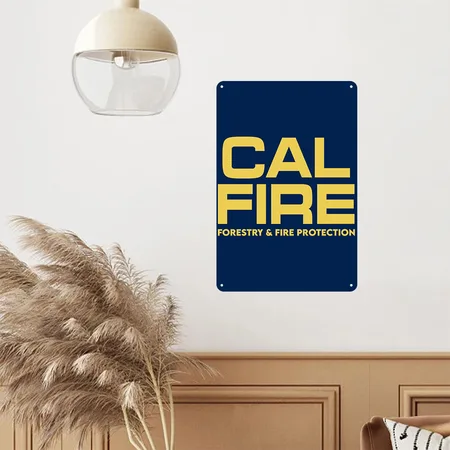Cal Fire Forestry Fire Protection Navy Metal Poster Wall Art Decor Sign