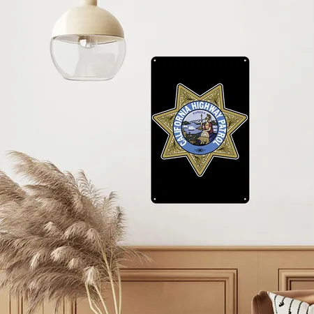 California Highway Patrol Black Metal Poster Wall Art Decor Sign