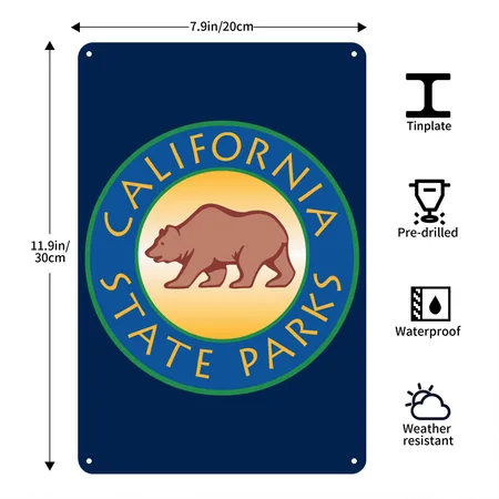 California State Parks Navy Metal Poster Wall Art Decor Sign