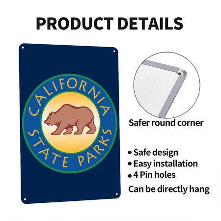 California State Parks Navy Metal Poster Wall Art Decor Sign