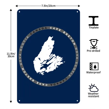 Cape Breton Nova Scotia Canada Navy Metal Poster Wall Art Decor Sign