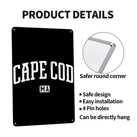 Cape Cod Massachusetts Black/white Metal Poster Wall Art Decor Sign