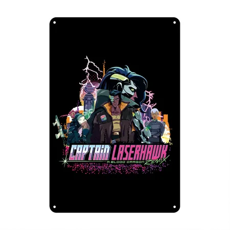 Captain Laserhawk: A Blood Dragon Remix Team Black Metal Poster Wall Art Decor Sign