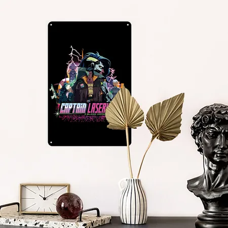 Captain Laserhawk: A Blood Dragon Remix Team Black Metal Poster Wall Art Decor Sign