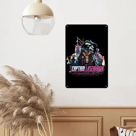 Captain Laserhawk: A Blood Dragon Remix Team Black Metal Poster Wall Art Decor Sign