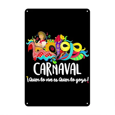 Carnaval De Barranquilla Marimonda Black Metal Poster Wall Art Decor Sign