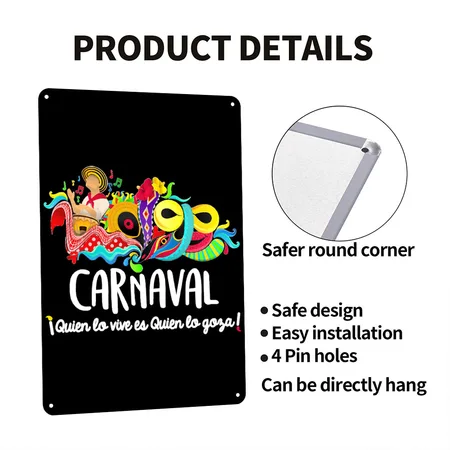 Carnaval De Barranquilla Marimonda Black Metal Poster Wall Art Decor Sign