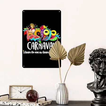 Carnaval De Barranquilla Marimonda Black Metal Poster Wall Art Decor Sign