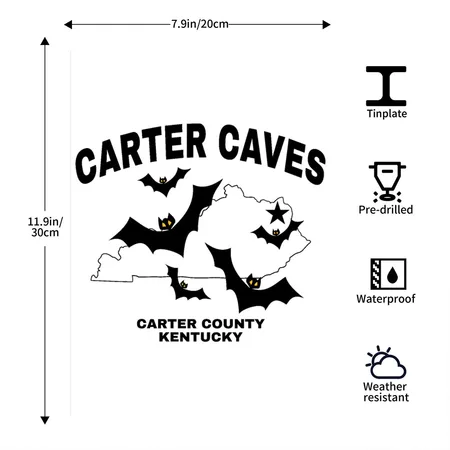 Carter Caves Kentucky White/cobalt Blue Metal Poster Wall Art Decor Sign