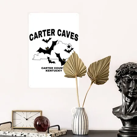 Carter Caves Kentucky White/cobalt Blue Metal Poster Wall Art Decor Sign