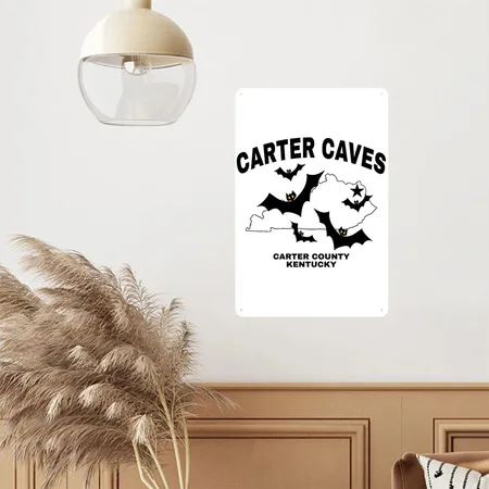 Carter Caves Kentucky White/cobalt Blue Metal Poster Wall Art Decor Sign