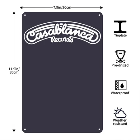 Casablanca Records Top Kiss Donna Summer Midnight Navy Metal Poster Wall Art Decor Sign