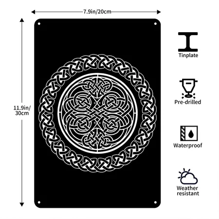 Celtic Knot Black Metal Poster Wall Art Decor Sign