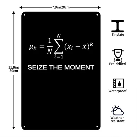 Central Moment Statistics Math Teacher Geek Studen Black Metal Poster Wall Art Decor Sign