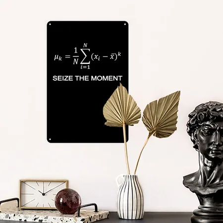 Central Moment Statistics Math Teacher Geek Studen Black Metal Poster Wall Art Decor Sign